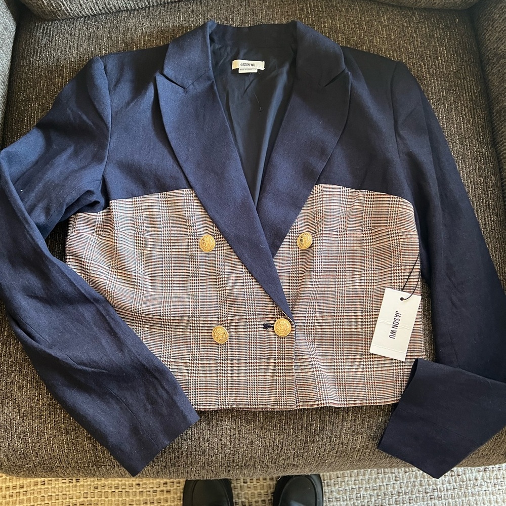 Jason Wu cropped linen blazer small